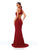 Clarisse - 3830 High Halter Glitter Jersey High Slit Gown In Red