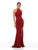 Clarisse - 3830 High Halter Glitter Jersey High Slit Gown In Red