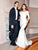 Clarisse - 3841 Quarter  Length Sleeve Silky Jersey Mermaid Gown In White