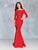 Clarisse - 3841 Quarter  Length Sleeve Silky Jersey Mermaid Gown In Red