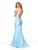 Clarisse - 3842 High Halter Glitter Jersey Mermaid Gown In Blue