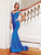 Clarisse - 3845 Off Shoulder Silk Jersey Mermaid Gown In Blue