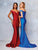 Clarisse - 3845 Off Shoulder Silk Jersey Mermaid Gown In Red and Blue