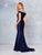 Clarisse - 3847 Ruched Off Shoulder Illusion Cutout Gown In Blue