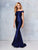 Clarisse - 3847 Ruched Off Shoulder Illusion Cutout Gown In Blue