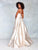 Clarisse - 3861 Sleeveless Halter Brocade A-line Dress In Neutral