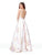 Clarisse - 3867 Deep V-neck Brocade Long A-line Dress In Pink