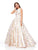Clarisse - 3868 Sleeveless Bateau Brocade Ballgown In Pink and Gold