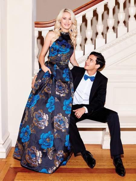 Clarisse - 5007 High Halter Brocade A-line Dress