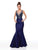 Clarisse - 5027 Beaded Plunging V-neck Mermaid Dress In Blue