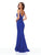 Clarisse - 5003 Lace Deep V-neck Stretch Satin Mermaid Dress In Blue
