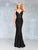 Clarisse - 5003 Lace Deep V-neck Stretch Satin Mermaid Dress In Black