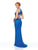 Clarisse - 5008 Lace Halter Neck Trumpet Dress In Blue