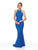 Clarisse - 5008 Lace Halter Neck Trumpet Dress In Blue