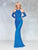 Clarisse - 5008 Lace Halter Neck Trumpet Dress In Blue