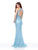 Clarisse - 5014 Sleeveless Embroidered Halter Trumpet Dress In Blue
