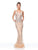 Clarisse - 5034 Beaded Deep V-neck Feathered Trumpet Dress In Neutral and Silver