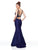 Clarisse - 5027 Beaded Plunging V-neck Mermaid Dress In Blue