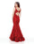 Clarisse - 5028 Beaded Lace Deep V-neck Mermaid Dress