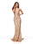 Clarisse - 5057 Sequined Plunging V-neck Trumpet Dress In Gold