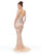 Clarisse - 5034 Beaded Deep V-neck Feathered Trumpet Dress In Neutral and Silver
