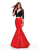 Clarisse - 3722 Two Piece Lace Taffeta Mermaid Dress Black/Red