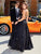 Clarisse - 5042 Sequined Deep V-neck A-line Dress In Black