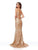 Clarisse - 5057 Sequined Plunging V-neck Trumpet Dress In Gold