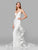 Clarisse - 600141 Beaded Lace Deep V-neck Sheath Dress In White