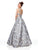 Clarisse - 5058 Beaded Halter Brocade A-line Dress In Silver