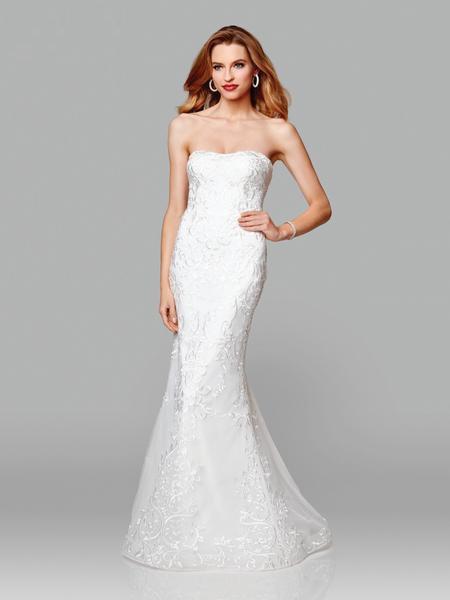 Clarisse - 600105 Embroidered Strapless Mermaid Gown In White