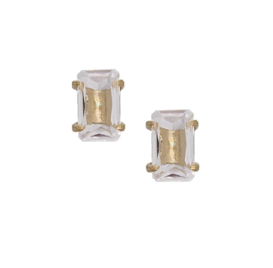 Rachael Ryen - Crystal Quartz Prong Stud in Gold