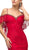 Cinderella Divine - UH552 Beaded Cold Shoulder Mermaid Dress In Red