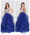 Colors Couture - J049 Beaded V Neck Ruffled Ballgown In Blue