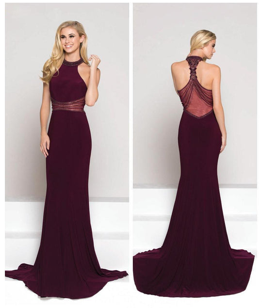 Colors Dress - 1905 Sleeveless Halter Sheath Dress In Red