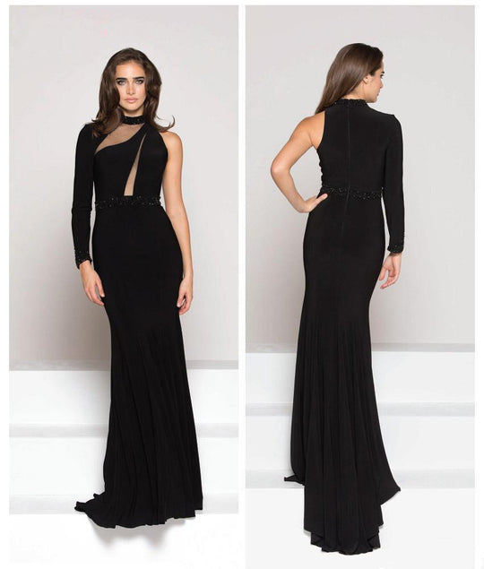 Colors Dress - 1906 Embellished High Sheath Dress In Black