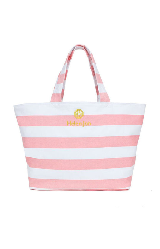 PINK AND WHITE STRIPE TOTE