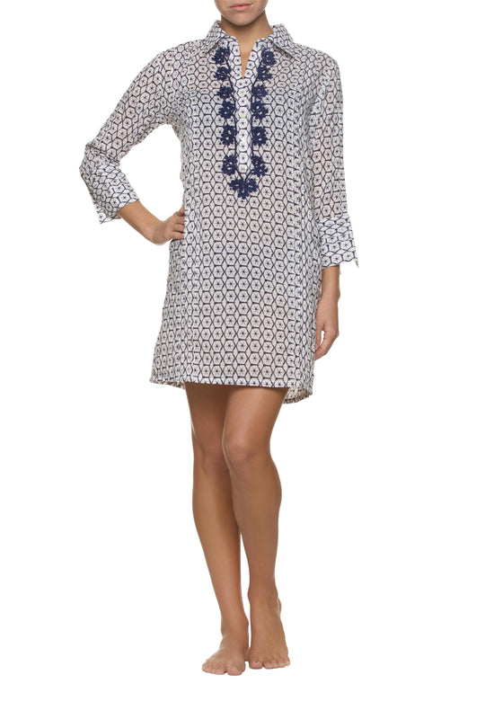 ESSENTIAL SHIRT DRESS-NAVY WHITE
