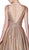 Cinderella Divine - CJ505 Plunging V-Neck Pleated A-Line Gown In Brown