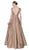 Cinderella Divine - CJ505 Plunging V-Neck Pleated A-Line Gown In Brown