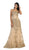 Scalloped Neck Gilded Long Prom Gown