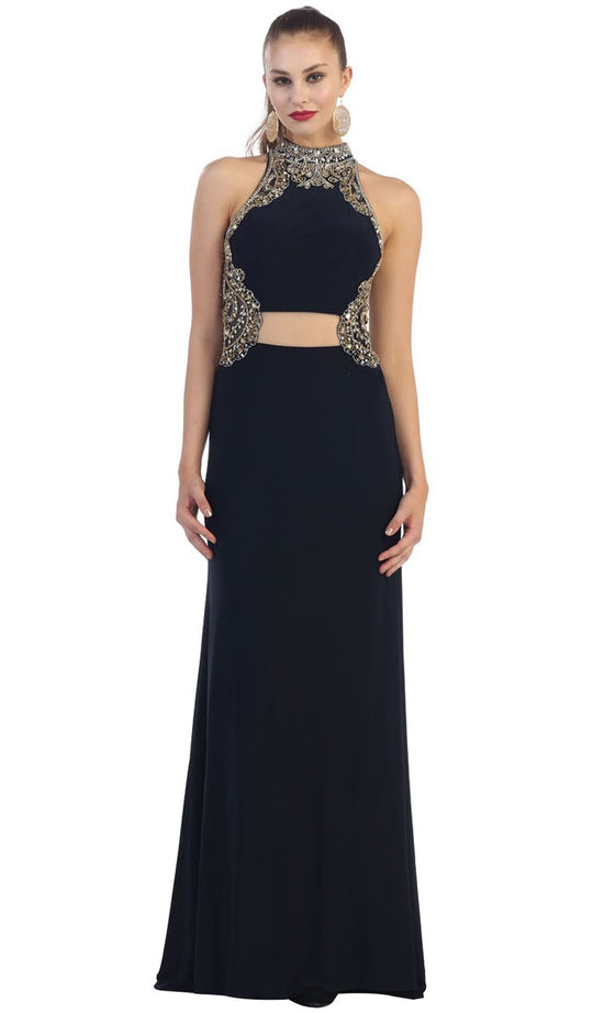 May Queen - RQ7422 Elegant High Neck Long Dress