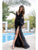 Cristallini - SKA 866 Embroidered Plunging V-neck Trumpet Dress In Black