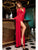 Cristallini - SKA893 Velvet Deep V-neck Sheath Dress In Red