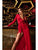 Cristallini - SKA893 Velvet Deep V-neck Sheath Dress In Red