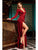 Cristallini - SKA893 Velvet Deep V-neck Sheath Dress In Red