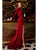 Cristallini - SKA893 Velvet Deep V-neck Sheath Dress In Red