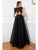 Cristallini - SKA923 Embellished V-neck Ballgown In Black
