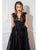 Cristallini - SKA923 Embellished V-neck Ballgown In Black