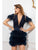 Cristallini - SKA926 Embellished Feathered Sheath Dress In Blue